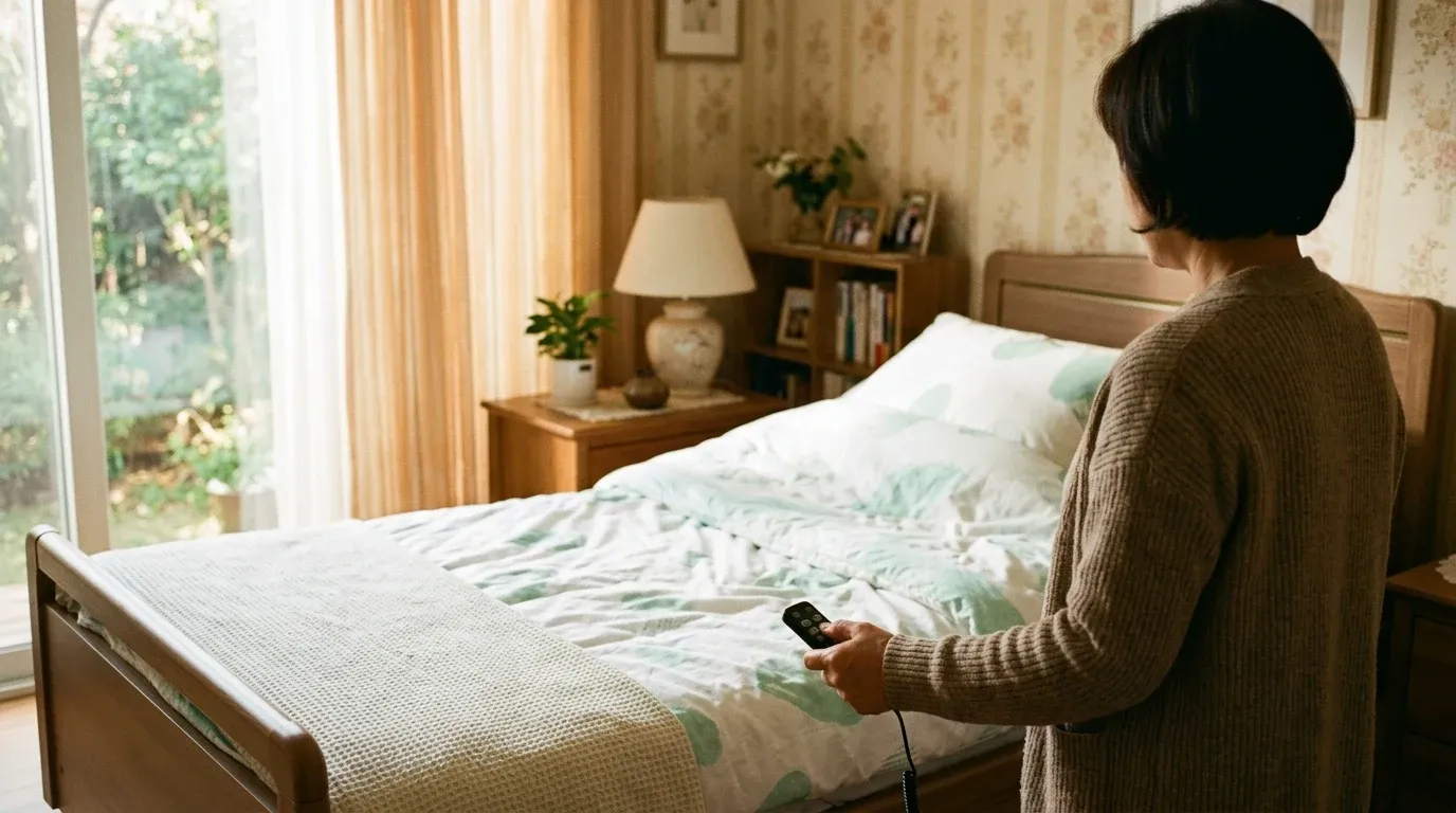 따뜻한 햇살이 들어오는 방의 전동침대