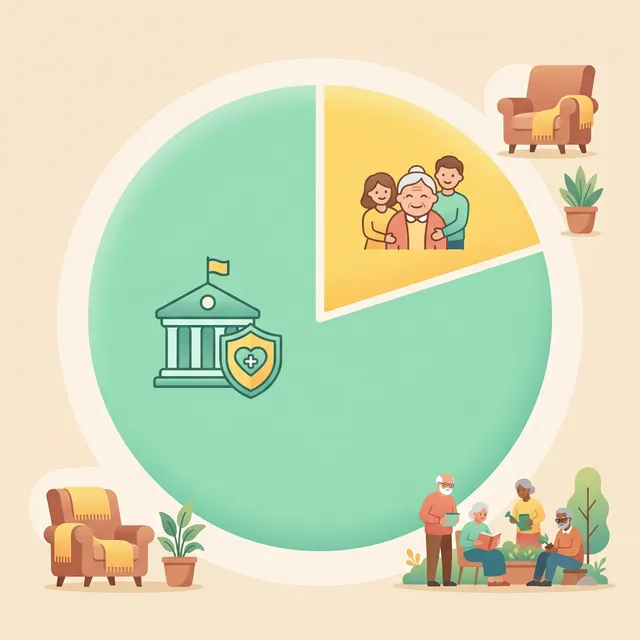 본인부담금 개념 일러스트: 국가 80%, 가족 20% 부담